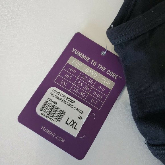 Yummie Long Line Scoop Neck Bra Black L/XL - Picture 5 of 6